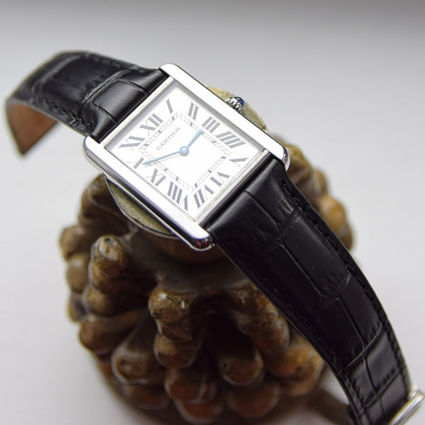 Classic Cartier Full Size Tank Solo Model 2715 in Stainless Steel with Deployment Buckle & Box Circa 2010