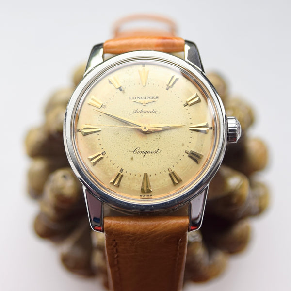 1957 Stunning Longines Conquest with Two Tone Dial Model 9000 in Stainless Steel