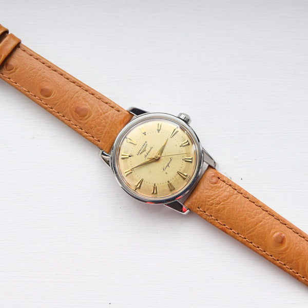 1957 Stunning Longines Conquest with Two Tone Dial Model 9000 in Stainless Steel