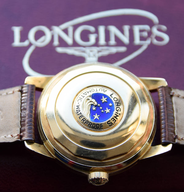 Longines Stunning Gold capped Conquest Calendar Wristwatch Model 9007 - Dated 1959 with Original Box