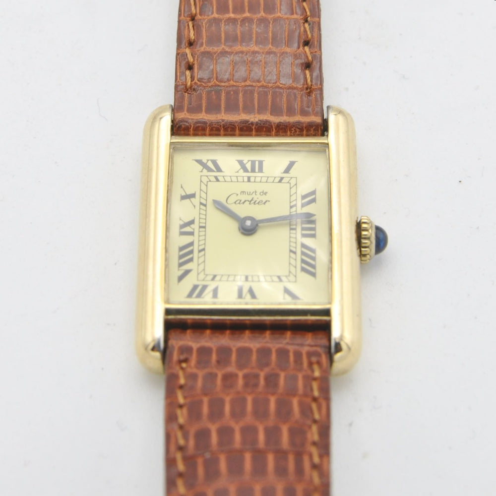 1984 Cartier Ladies Tank Mechanical Manual Wind with Classic Roman Dial and Box & Papers