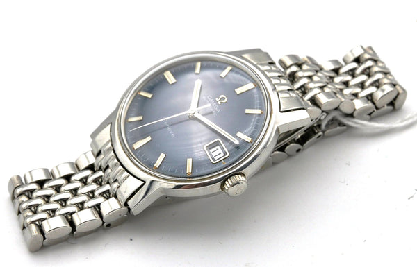 1969 Omega Geneve Automatic Date Model 166.070  with Stunning Rare Electric Blue Dial