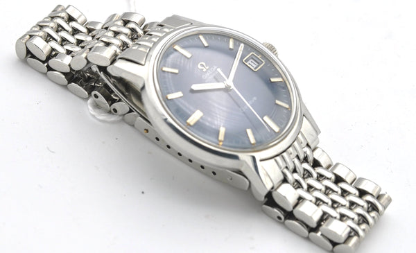 1969 Omega Geneve Automatic Date Model 166.070  with Stunning Rare Electric Blue Dial