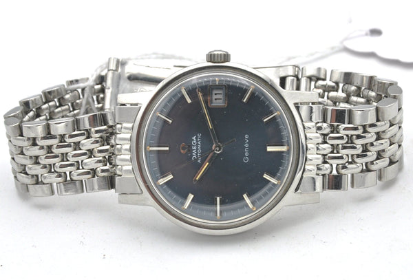 1969 Omega Geneve Automatic Date Model 166.070  with Stunning Rare Electric Blue Dial