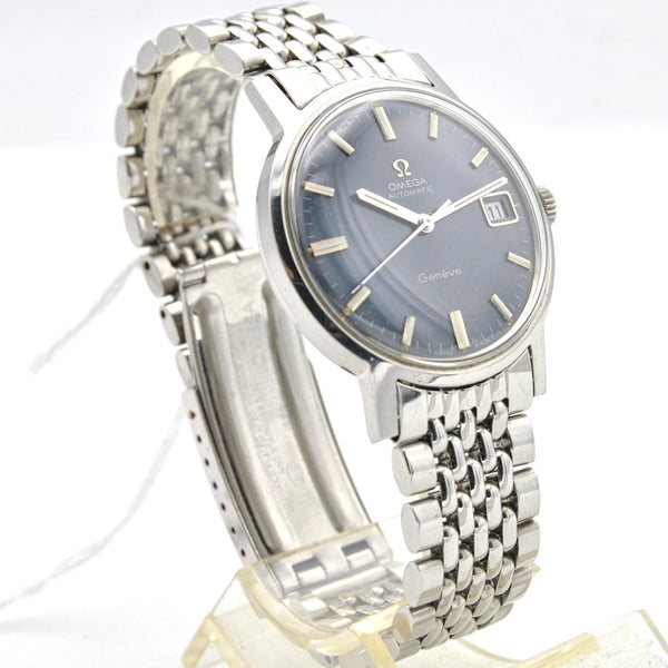 1969 Omega Geneve Automatic Date Model 166.070  with Stunning Rare Electric Blue Dial