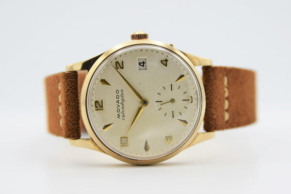 Rare Movado Calendoplan Model 13322 in 9ct Gold Dated 1953