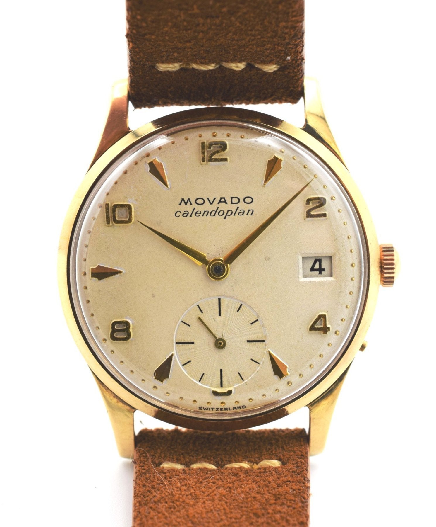 Rare Movado Calendoplan Model 13322 in 9ct Gold Dated 1953