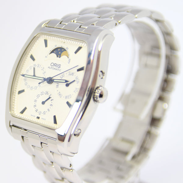 2011 Oris Automatic Triple Calendar with Moonphase and Dual Time Zone Wristwatch Model 7488 on Bracelet
