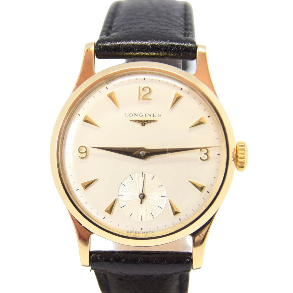 1964 Longines Solid 9ct Gold Dress Watch with Mixed Arrow and Arabic Numerals and Immaculate Dial Model 13322 Caliber 30L