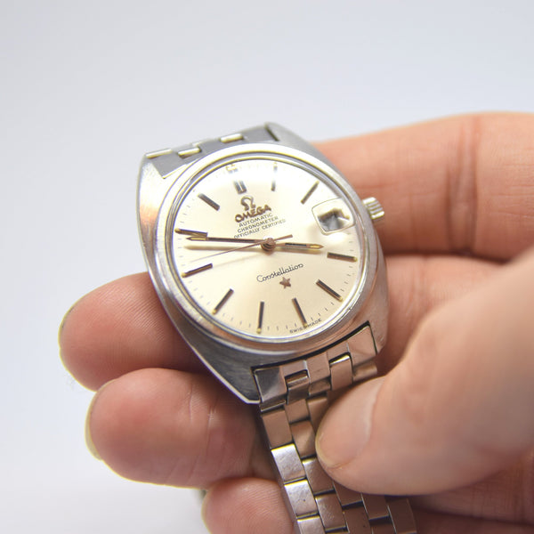 1971 Omega Constellation Automatic Wristwatch in Stainless Steel Chronometer Date Model 168.017