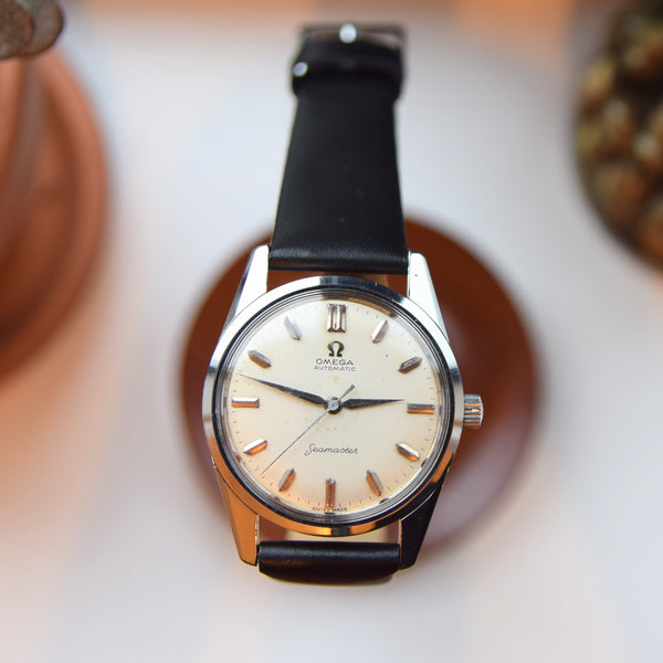 1959 Omega Seamaster Automatic Wristwatch Model 14760 Transitional Design with Alpha Hands Cal 552