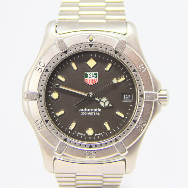 1990s TAG Heuer Automatic 2000 Series Dive Watch Model 669.206F 38mm Stainless Steel on Fliplock Bracelet with Service Box