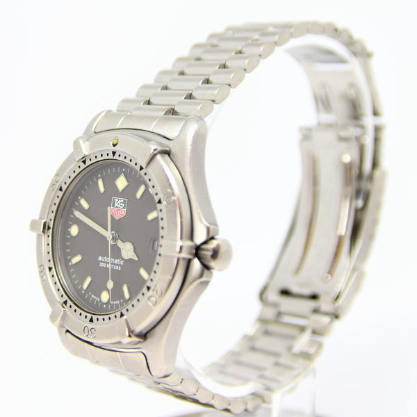 1990s TAG Heuer Automatic 2000 Series Dive Watch Model 669.206F 38mm Stainless Steel on Fliplock Bracelet with Service Box