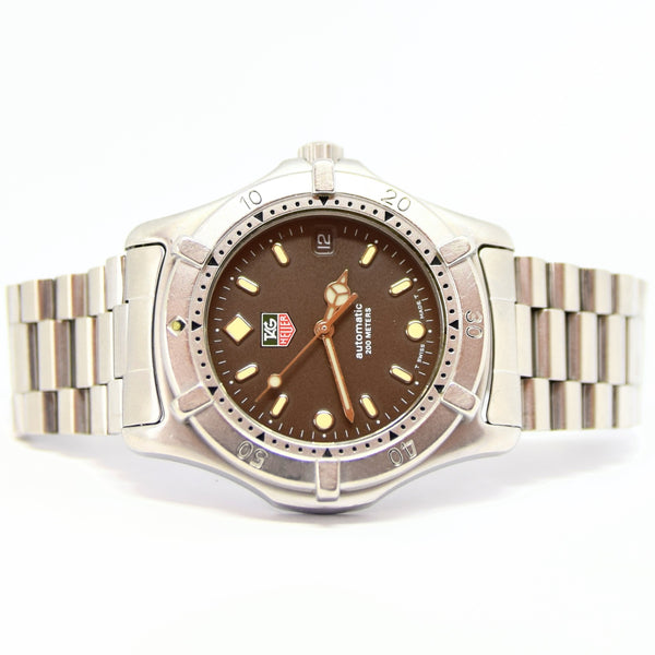 1990s TAG Heuer Automatic 2000 Series Dive Watch Model 669.206F 38mm Stainless Steel on Fliplock Bracelet with Service Box