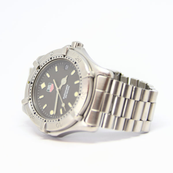 1990s TAG Heuer Automatic 2000 Series Dive Watch Model 669.206F 38mm Stainless Steel on Fliplock Bracelet with Service Box