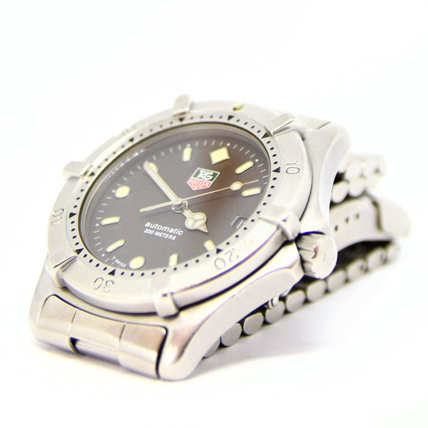 1990s TAG Heuer Automatic 2000 Series Dive Watch Model 669.206F 38mm Stainless Steel on Fliplock Bracelet with Service Box