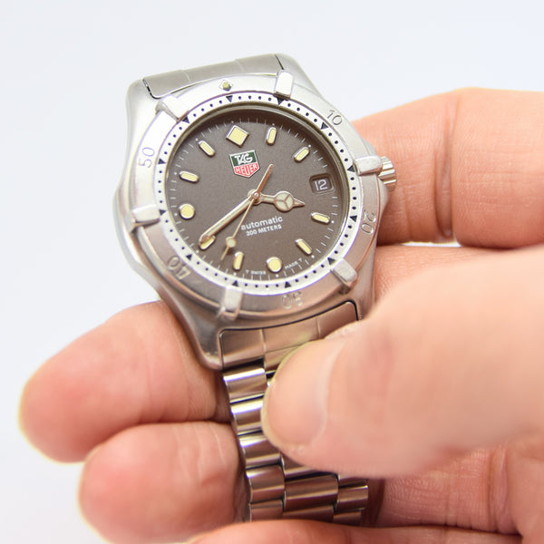 1990s TAG Heuer Automatic 2000 Series Dive Watch Model 669.206F 38mm Stainless Steel on Fliplock Bracelet with Service Box