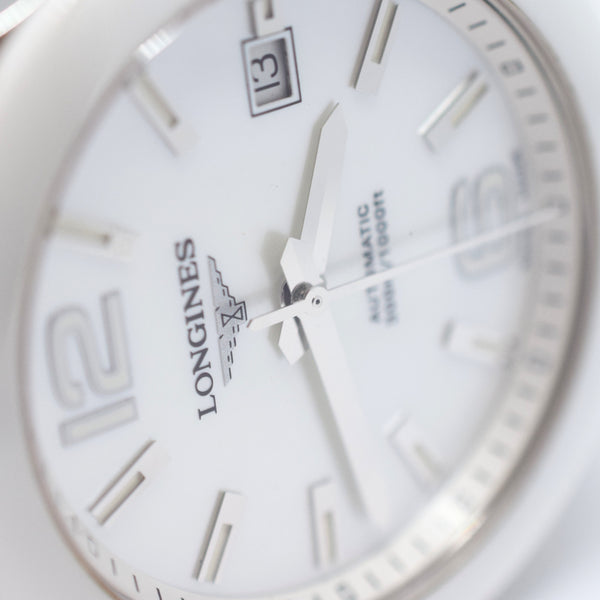 Longines Conquest Automatic Watch Model L36554862 in 39mm with MOP Dial - Stainless Steel & Ceramic Case with Box