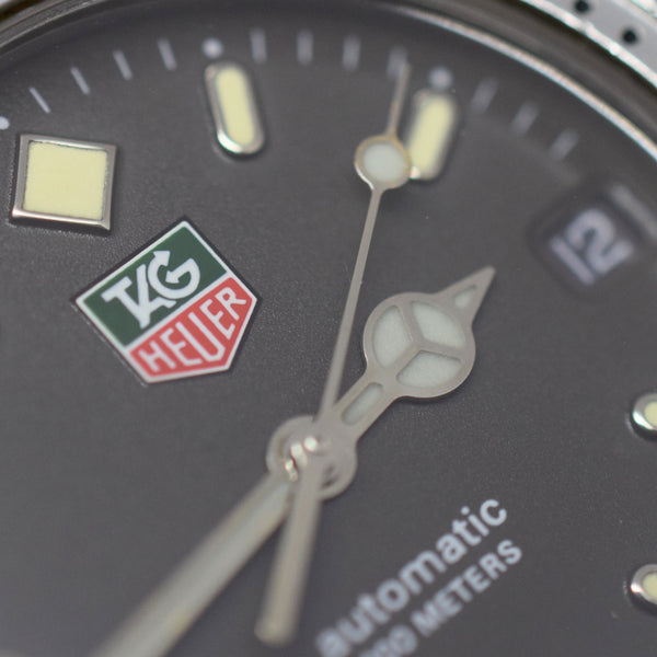 1990s TAG Heuer Automatic 2000 Series Dive Watch Model 669.206F 38mm Stainless Steel on Fliplock Bracelet with Service Box
