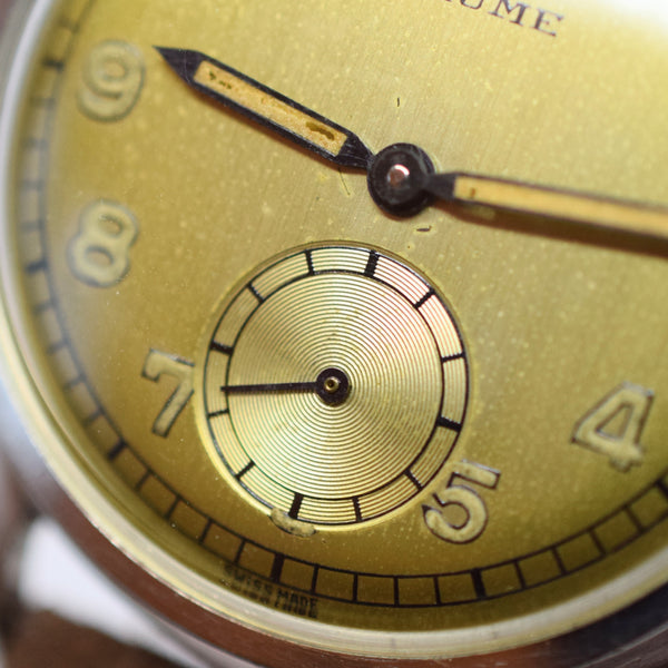 1940s Baume Manual Wind Wristwatch with Original Salmon Dial and Great Lume! UK Agent for Longines