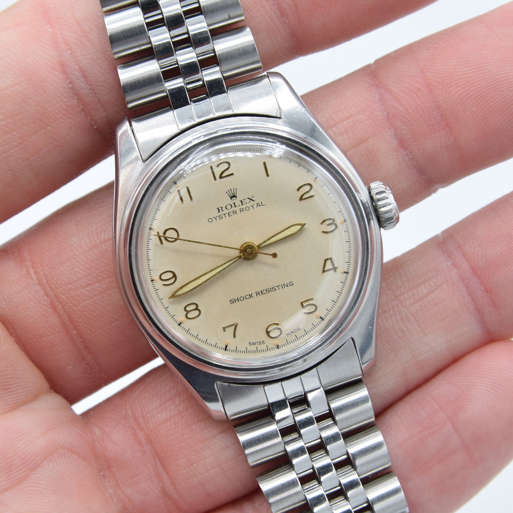 1949 Rolex Oyster Royal Model 6044 in 32mm Stainless Steel Oyster Case with Rare Arabic Numerals