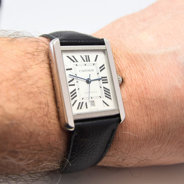 2018 XL Cartier Tank Solo Automatic with Date & Deployment Buckle with Box and Papers