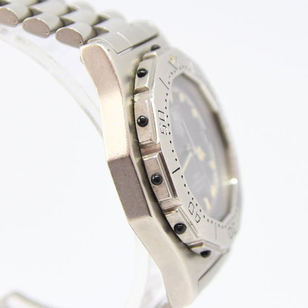 1980s TAG Heuer 3000 Series Dive Watch Model 932.213 in 34mm Stainless Steel Case on Fliplock Bracelet with Service Box