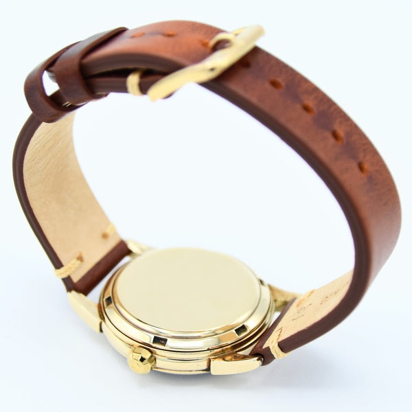1952 Rare Omega Seamaster Automatic Bumper First Date Model 2627 with Black Dial in Solid 14ct Gold