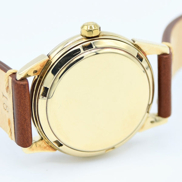 1952 Rare Omega Seamaster Automatic Bumper First Date Model 2627 with Black Dial in Solid 14ct Gold