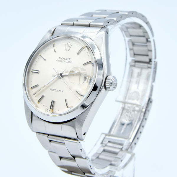 1970 Rolex Oyster Date Precision Model 6694 with Satin Silver Dial in Stainless Steel on Oyster Bracelet