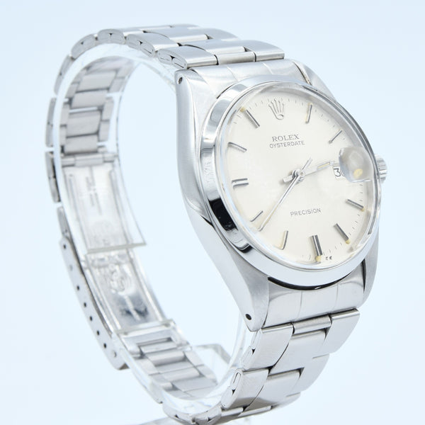 1970 Rolex Oyster Date Precision Model 6694 with Satin Silver Dial in Stainless Steel on Oyster Bracelet