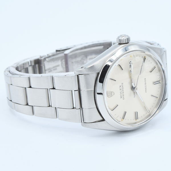 1970 Rolex Oyster Date Precision Model 6694 with Satin Silver Dial in Stainless Steel on Oyster Bracelet