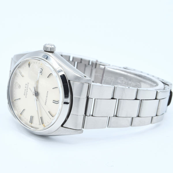 1970 Rolex Oyster Date Precision Model 6694 with Satin Silver Dial in Stainless Steel on Oyster Bracelet