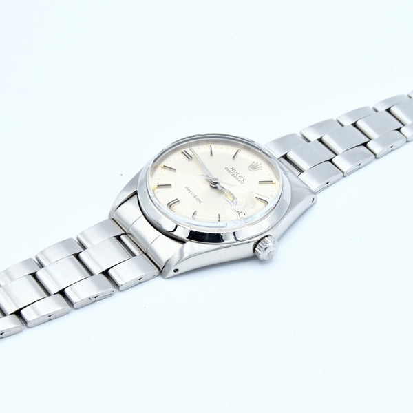 1970 Rolex Oyster Date Precision Model 6694 with Satin Silver Dial in Stainless Steel on Oyster Bracelet