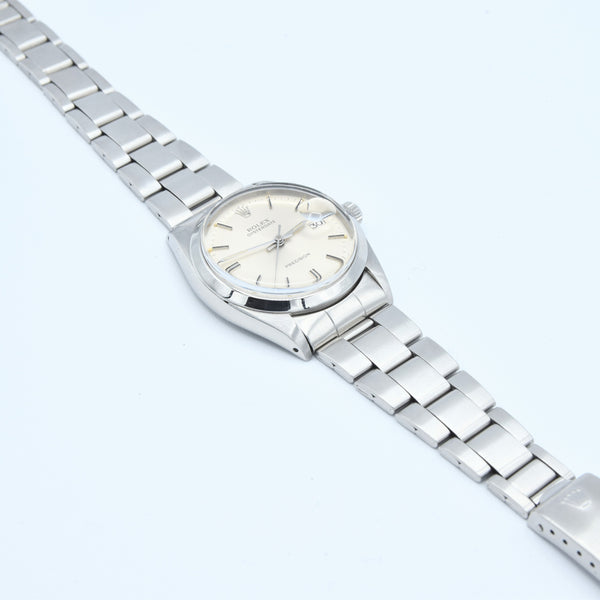 1970 Rolex Oyster Date Precision Model 6694 with Satin Silver Dial in Stainless Steel on Oyster Bracelet