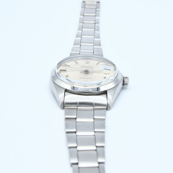 1970 Rolex Oyster Date Precision Model 6694 with Satin Silver Dial in Stainless Steel on Oyster Bracelet