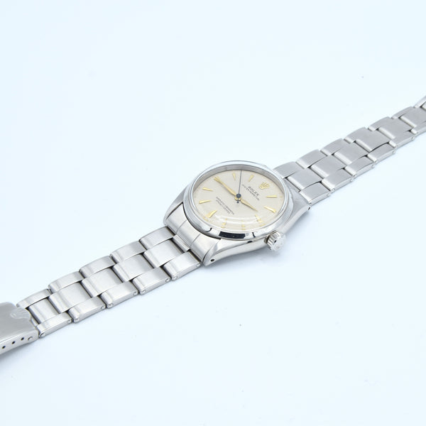 1953 Rolex Oyster Perpetual Model 6285 with Honeycomb/Waffle Dial Semi Bubble Back in Stainless Steel on Riveted Oyster Bracelet