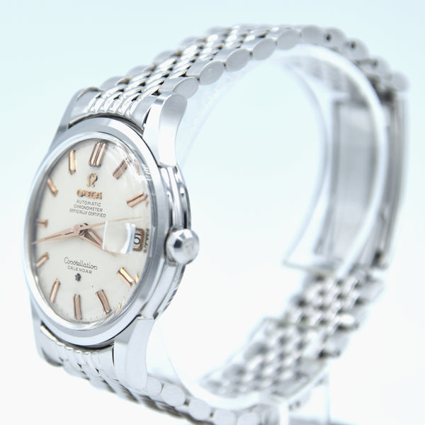1959 Omega Constellation Date Chronometer Model 2943 in Stainless Steel on Beads of Rice Bracelet