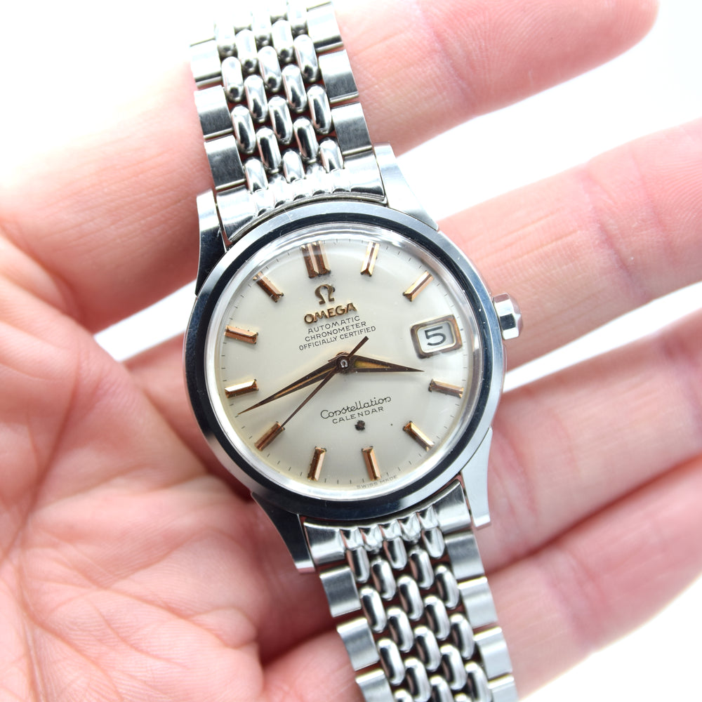 1959 Omega Constellation Date Chronometer Model 2943 in Stainless Steel on Beads of Rice Bracelet