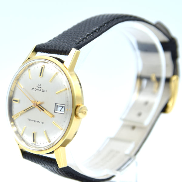 1970s Movado Tempo-Matic 'Sub-Sea' Date Model 2785 in Gold Plated Case with Box Like New