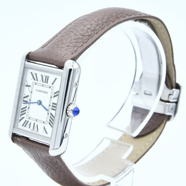 2005 Classic Cartier Ladies Size Tank Solo Model 2716 in Stainless Steel with Deployment Buckle + Box / Papers