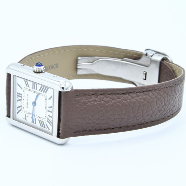 2005 Classic Cartier Ladies Size Tank Solo Model 2716 in Stainless Steel with Deployment Buckle + Box / Papers