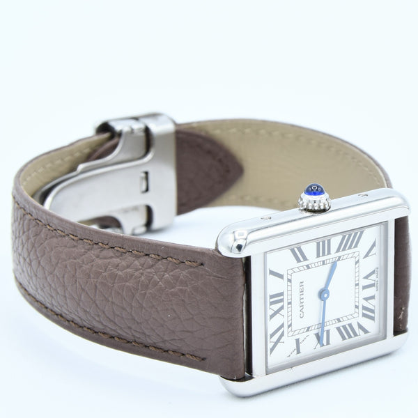 2005 Classic Cartier Ladies Size Tank Solo Model 2716 in Stainless Steel with Deployment Buckle + Box / Papers