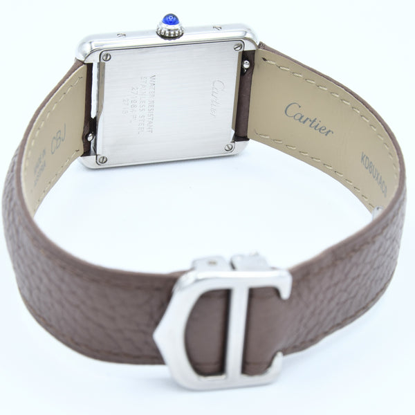 2005 Classic Cartier Ladies Size Tank Solo Model 2716 in Stainless Steel with Deployment Buckle + Box / Papers