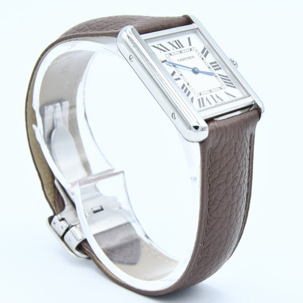 2005 Classic Cartier Ladies Size Tank Solo Model 2716 in Stainless Steel with Deployment Buckle + Box / Papers