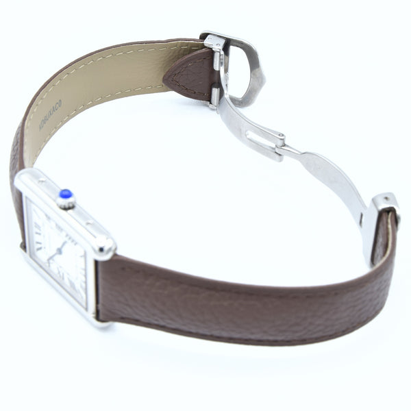 2005 Classic Cartier Ladies Size Tank Solo Model 2716 in Stainless Steel with Deployment Buckle + Box / Papers