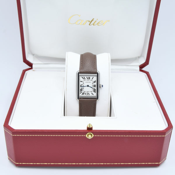 2005 Classic Cartier Ladies Size Tank Solo Model 2716 in Stainless Steel with Deployment Buckle + Box / Papers