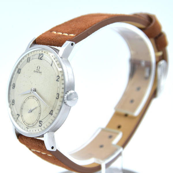 1939 Omega with Two Tone Dial and Arabic Numerals Cal 30T2 Model 2180 in Stainless Steel