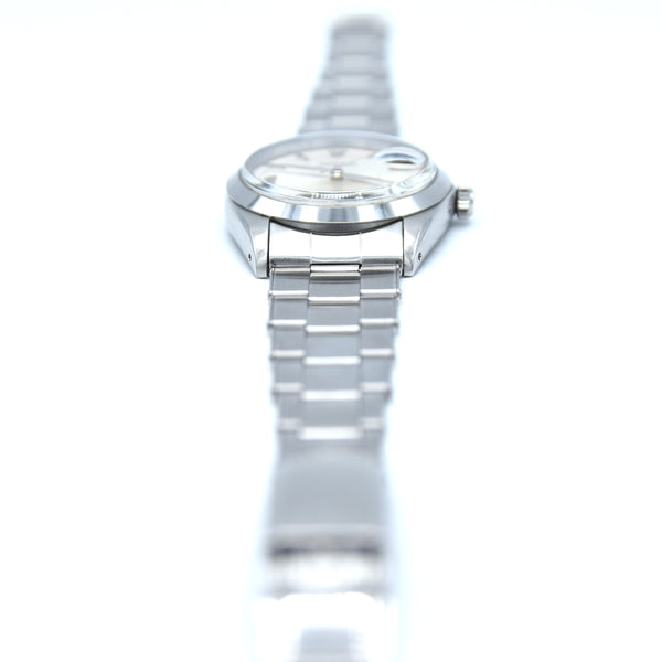 1963 Rolex Oyster Date Precision Classic Model 6694 with Stunning Silver Dial and Chrome Markers in Stainless Steel on Riveted Oyster Bracelet with Box