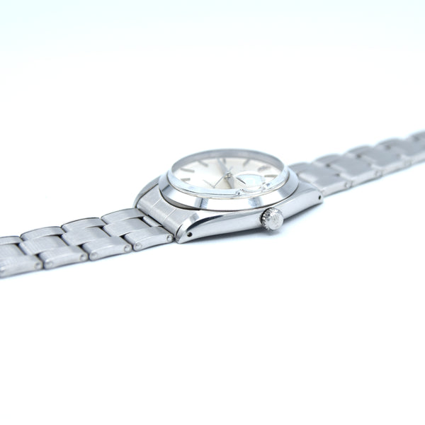 1963 Rolex Oyster Date Precision Classic Model 6694 with Stunning Silver Dial and Chrome Markers in Stainless Steel on Riveted Oyster Bracelet with Box